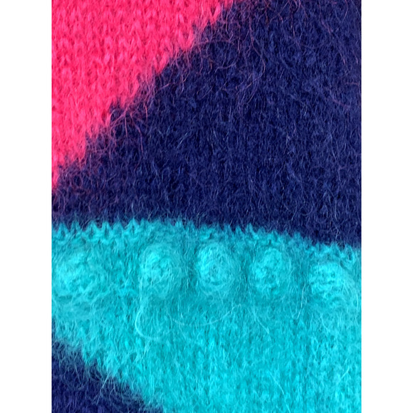 Handknits of New Zealand vintage mohair sweater, 3D, cozy, small, bright, NWT - Picture 4 of 9